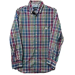 Chaps Easy Care Men's Preppy Button Down Long Sleeve Shirt Colorful Checkered -S - Picture 1 of 12
