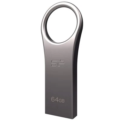 Silicon Power 64GB Jewel J80 USB 3.0 Key Flash Drive, Titanium (SP064GBUF3J80V1T - Image 1 of 4
