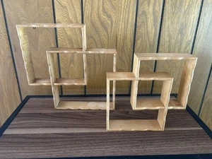 Vintage Mid Century Holz ineinandergreifende Schattenkästen Wandregal Set - Bild 1 von 7