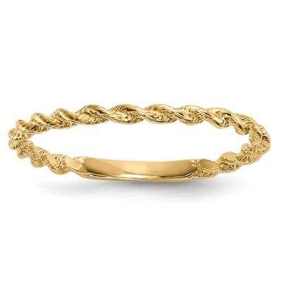 14k Yellow Gold Polished Twisted Rope Fancy Ring Size 6 - Изображение 1 из 4