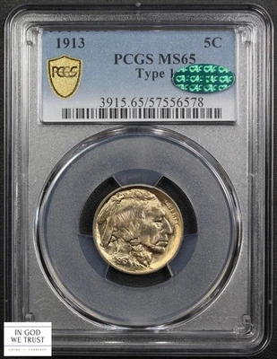 1913 Type 1 Buffalo Nickel 5C PCGS MS 65 CAC - Image 1 of 4