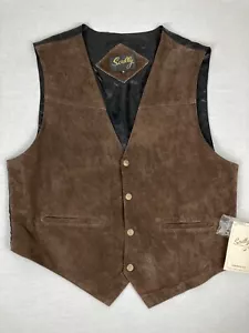 SCULLY LEATHER VEST BROWN SNAP BUTTONS COWBOY WESTERN MENS SIZE XL NEW WITH TAGS - Picture 1 of 9
