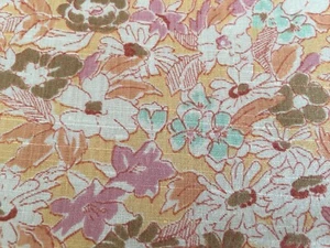 Vintage 4+ cut floral fabric light peach/brown polyester blend mid weight new - Picture 1 of 6