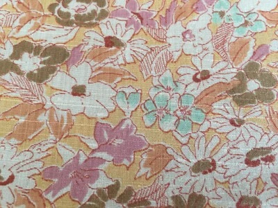 Tela floral vintage 4+ corte claro melocotón/marrón mezcla poliéster peso medio nuevo Foto 1 de 4