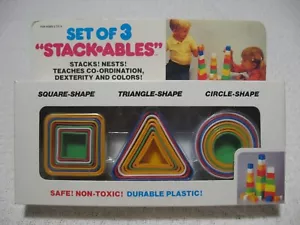 Vintage 80's 1985 MARTY TOY Set of 3 Stackables Plastic Kids Toys NEW! - Picture 1 of 6