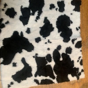 Black White Cow Print Teddy Bear  Faux Fur FABRIC 21 X 23” - Picture 1 of 2