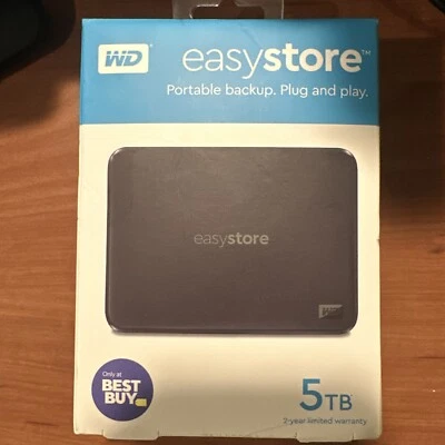 WD WESTERN DIGITAL EasyStore 5TB External Portable Hard Drive BRAND NEW SEALED! - Image 1 of 4
