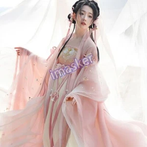 Pink Set Chinese Han Dynasty Traditional Hanfu Dress Halloween Cosplay Gradient - Picture 1 of 16