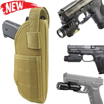 Tactical MOLLE Right Hand Gun Holster Fits Pistol with Light or Laser Attachment - Image 1 of 4