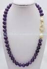 Genuine 8mm Natural Purple Amethyst Round Gems Beads Necklace 16-28" Gold Clasp