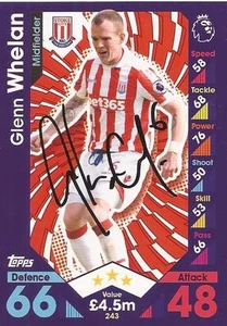 Tarjeta coleccionable Match Attax 2016/2017 firmada por Glenn Whelan + certificado de autenticidad - Imagen 1 de 1