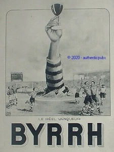 PUBLICITE BYRRH FOOT LE REEL VAINQUEUR FOOTBALL SIGNE LEONNEC DE 1936 FRENCH AD - Foto 1 di 1