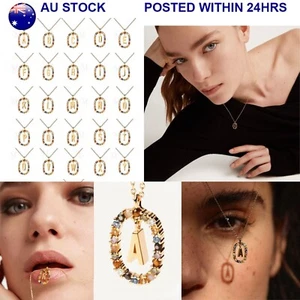 26 Alphabet Rhinestone Chain Pendant Necklaces Gold Plated Letter Necklace - Picture 1 of 32
