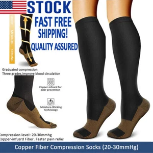Plus Size Compression Socks 20-30 mmHg for Men and Women, Wide Stocking 2X Large - Picture 1 of 18