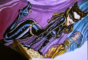 Catwoman Batman 1966 Original Creation original painting 15x11" - Picture 1 of 4