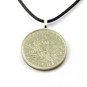 Collier pièce de monnaie France 5 francs Semeuse - Foto 1 di 1