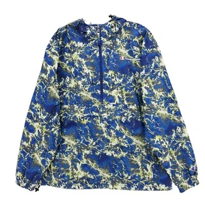 CHAMPION Men's Blue Marbled Windbreaker Pullover Hoodie Jacket Size: L Large - Picture 1 of 9