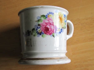 ANTIGUA TAZA DE AFEITAR TAZA LIMOGES FRANCIA FLORES RUMLER ILLINOIS - Imagen 1 de 6