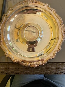 "Bandeja redonda para servir Sheridan Taunton Silversmiths Ltd plato plateado logotipo de león 12,5""" - Imagen 1 de 4