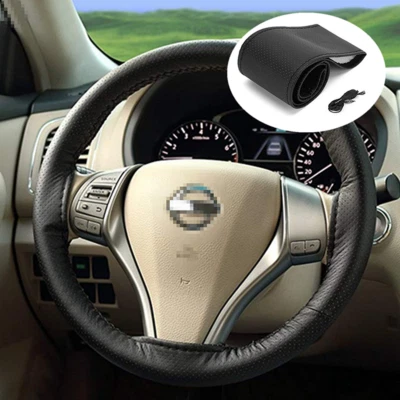 Car Steering Wheel Cover Anti-Slip DIY  Microfiber Leather 15in w/ NeedleThread - Image 1 of 4