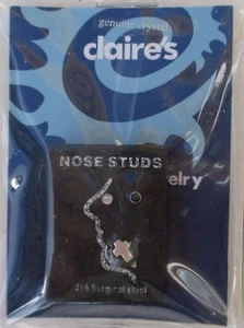 2JD e clear black cross crystal sterling silver 3 NOSE STUD Studs Body Jewelry - Picture 1 of 2
