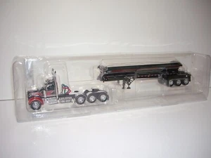 DCP FIRST GEAR 1/64 BLACK&RED TRI-AXLE KW DAYCAB WITH SMITHCO SIDE DUMP TRAILER - Picture 1 of 8