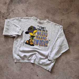 Vintage 1997 Looney Tunes Tweety Vogel Grafik Sweatshirt Rundhalsausschnitt grau Large - Bild 1 von 7