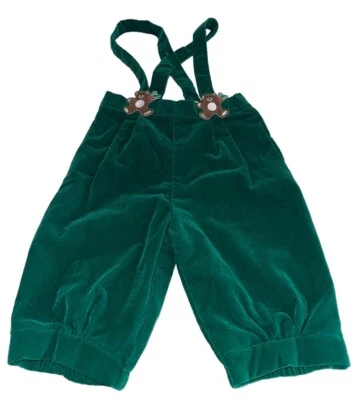 Mono de terciopelo Good Lad vintage para niños pequeños talla 24M apliques de oso verde Foto 1 de 4