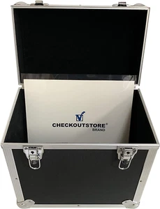 (1) Aluminum Heavy Duty 12" LP Vinyl Record Album Storage Box (Black/Holds 50 Re - Picture 1 of 6