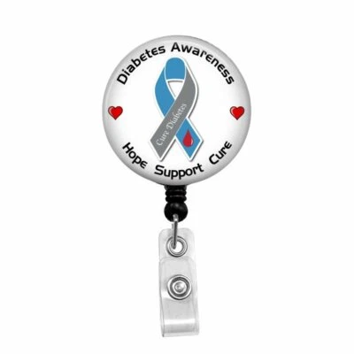 Diabetes Awareness - Soporte de insignia retráctil - Carrete de insignia - Cordones - Estetosco Foto 1 de 4