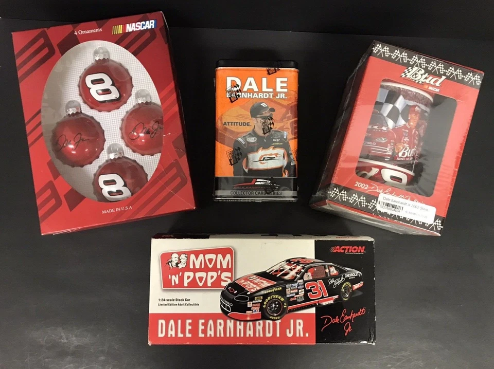 4 piezas Nascar Dale Earnhardt Jr Stein Mom N Pop Diecast Adornos Tarjeta Coleccionable Lata Foto 1 de 4