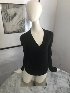 $295 NWT Veronica Beard Black Wool Blend Decade Lurex V-Neck Body Suit SZ Large - Picture 1 of 12