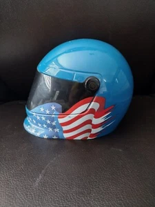 Seltener Vintage 1990er Mini Helm - Nascar Legend Rusty Wallace blau mit Flagge - Bild 1 von 6