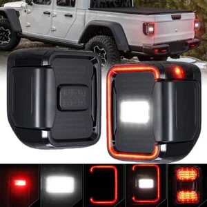 For Jeep Gladiator JT 2020-22 Smoked LED Tail Lights Turn Signal Reverse Light - Picture 1 of 12