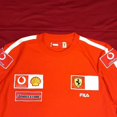 FILA FERRARI VINTAGE T SHIRT RED ORIGINALE TGL VODAFONE BRIDGESTONE SHELL ITALY  - Imagen 1 de 4