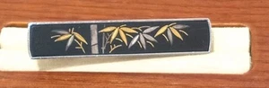 Bamboo Damascene Amita Silver Tie Clip 24K Gold Sterling Silver Inlay Vintage - Picture 1 of 7