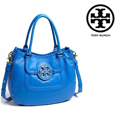 🦋Tory Burch Amanda Classic Leather Hobo Bag Crossbody Handbag In Pool Blue - Image 1 of 4