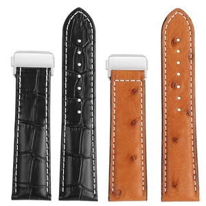 Correa de cuero de avestruz 20 22 mm para Hamilton Jazz Khaki Aviation H32755851 banda - Imagen 1 de 36