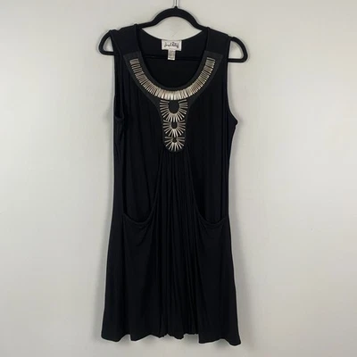 Vestido Joseph Ribkoff Fit & Flare Talla 14 Negro Adornado Sin Mangas Foto 1 de 4