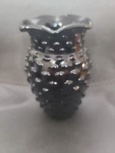 VTG Black Amethyst Glass Hobnail 8 Inch Vase Molded- - Picture 1 of 8