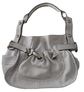 Leather B MAKOWSKI purse hand bag White shoulder tote hobo womans - Picture 1 of 4