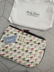 REAL LEATHER - Nicky James Bird Print Small, Zip Shoulder Bag / Cross body - Picture 1 of 4
