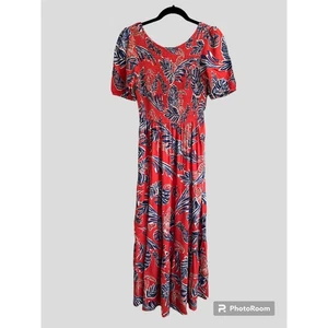 Maxi vibrante sinceramente Jules para mujer floral manga corta con capas talla S - Imagen 1 de 7