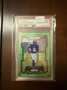 2023 Prizm Jordan Addison #368 Neon Green Pulsar Vikings RC - Picture 1 of 2