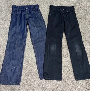 2 Pair Boys ToughSkins Pants Size 12 Slim Vintage Blue Jeans Black Jeans - Picture 1 of 5