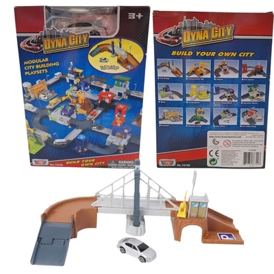 Motor Max Dyna City Modular City Building Set with Toll Bridge and Silver Car NW - Image 1 of 4