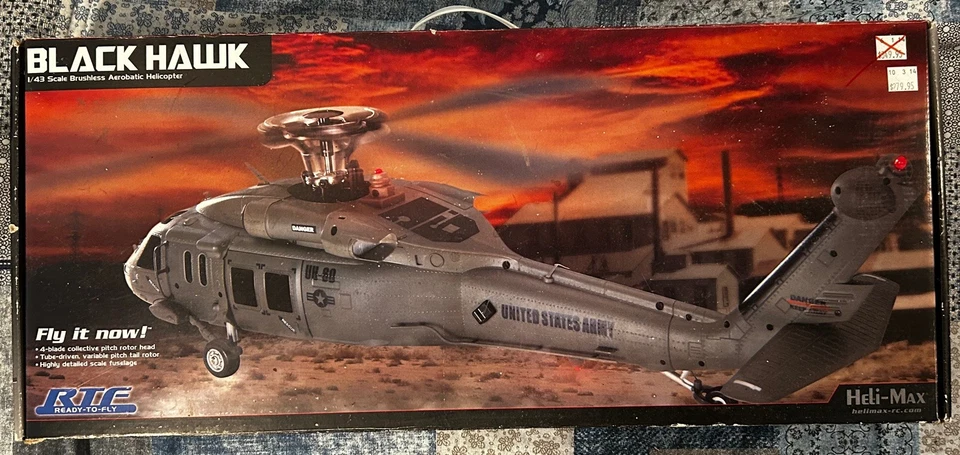Heli-Max Black Hawk 1/43 RTF RC Helicopter TX610 LiPo 4 Blade Open Box NEW - Image 1 of 4