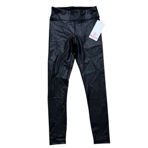 90 DEGREES by REFLEX Cracked Black Full Length Leggings Girls Sz Medium 10 NWT - Picture 1 of 6