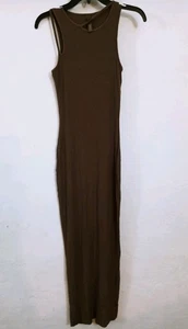 Maxi Vestido SKIMS Para Mujer Acanalado Tejido Suave Corte Salón Talla L En Marrón - Imagen 1 de 2