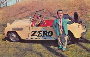Null' Der Kleine Hollywood Candyman " Abc-Tv Rennwagen Anzeige 14x8.9cm Karte - Picture 1 of 2
